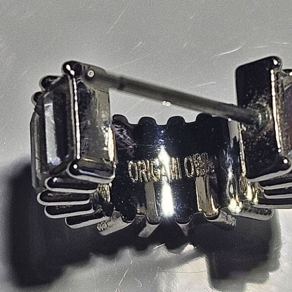 Origami Owl  Silver Tone Crystal Baguette Mini Hoop Earrings - Picture 7 of 12